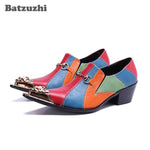 Batzuzhi 6.5cm High Heels Men Shoes Pointed Iron Toe Designer's Leather Men Dress Shoes Oxfords Party and Wedding Footwear, US12