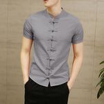 2020 Vintage Mens Shirts Dress Short Sleeve Button Down Slim Fit Summer Chinese Style Tee Tops Male Clothing Camisas Masculina