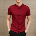2020 Vintage Mens Shirts Dress Short Sleeve Button Down Slim Fit Summer Chinese Style Tee Tops Male Clothing Camisas Masculina