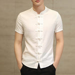 2020 Vintage Mens Shirts Dress Short Sleeve Button Down Slim Fit Summer Chinese Style Tee Tops Male Clothing Camisas Masculina