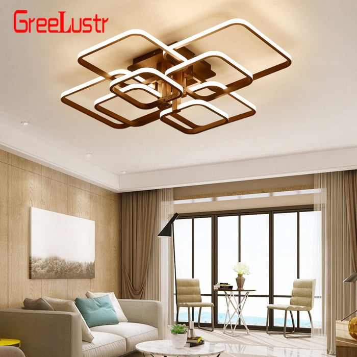 Modern Acylic Led Dimming Ceiling Chandelier Lamp Square LED Plafon  Light Fixtures lustre plafonnier with Remote for Home Decor