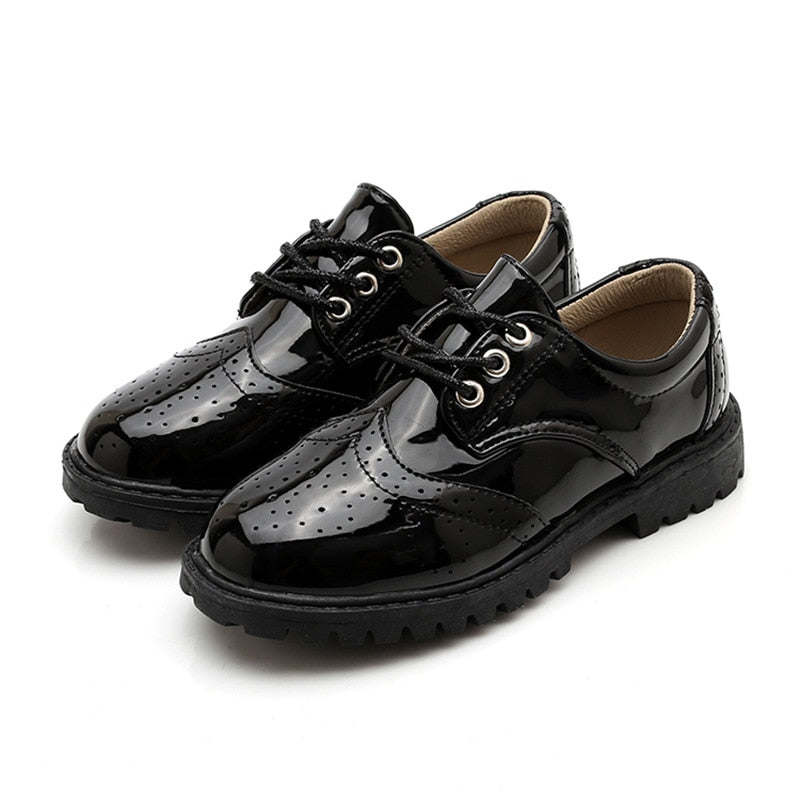 SKOEX Kids Oxford Dress Shoes Black Boys Lace Up Brogue Leather School Uniform Shoes Childrens Boys Party Formal Wedding Shoes