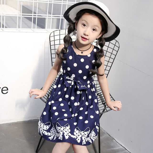 Summer Girls Dress Clothes A-line Dress Princess Party Blue Kids Dresses For Girls 4-12Y Clothes Causal Wear Vestido Infantil