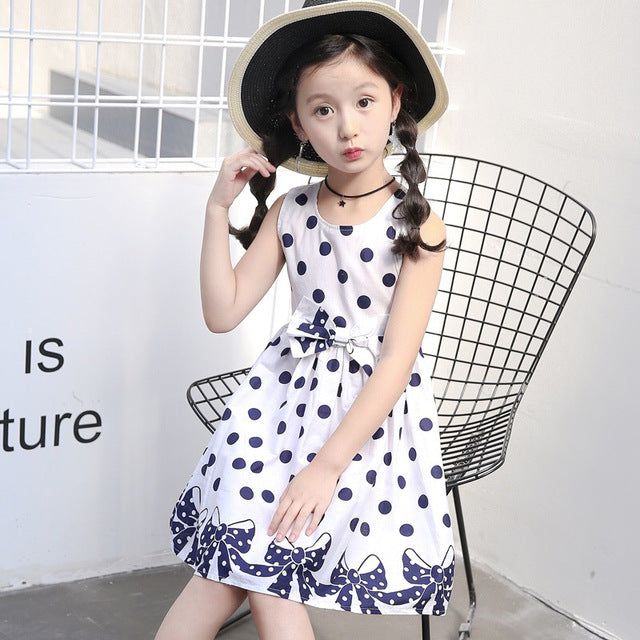 Summer Girls Dress Clothes A-line Dress Princess Party Blue Kids Dresses For Girls 4-12Y Clothes Causal Wear Vestido Infantil