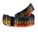 New Style Flame Print Men Women Unisex Plain Webbing Belts High Quality Nylon Belts Fashion Men's Jeans Waist Belt Longer 160cm
