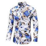 Hawaiian Shirt Men's clothing Long sleeve Fashion Floral Blouse Men Flower Mens dress Shirts Social New
