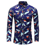 Hawaiian Shirt Men's clothing Long sleeve Fashion Floral Blouse Men Flower Mens dress Shirts Social New