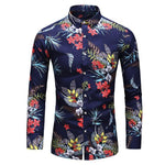 Hawaiian Shirt Men's clothing Long sleeve Fashion Floral Blouse Men Flower Mens dress Shirts Social New