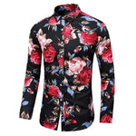 Hawaiian Shirt Men's clothing Long sleeve Fashion Floral Blouse Men Flower Mens dress Shirts Social New