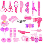 24-32PCS Pretend Play Kid Make Up Toys Pink Makeup Set Princess Hairdressing Simulation Plastic Toy For Girls Dressing Cosmetic