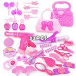 24-32PCS Pretend Play Kid Make Up Toys Pink Makeup Set Princess Hairdressing Simulation Plastic Toy For Girls Dressing Cosmetic