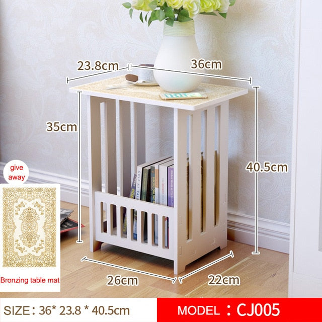 SOKOLTEC Simple mini plastic coffee tea table round home living room bookcase shelf bedside cabinet white furniture