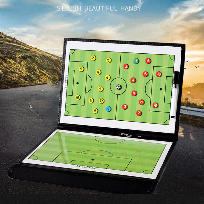 Foldable Portable Football Coach Board PU Leather Football Training Soccer Accessories Magnetic Tactic Clipboard With Pen Tool