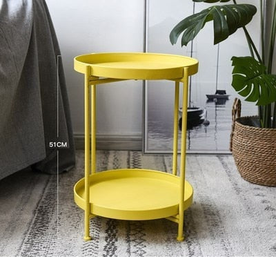 Nordic Simple Iron Double-layer Small Tea Table Corners Round Coffee Table Lving Room Mini Sofa Side Table