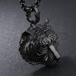 Hip Hop Rock Gold Silver Color Stainless Steel Animal Tiger Head Pendant Necklace for Men Jewerly with 24" Chain