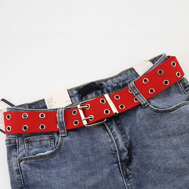 Adjustable All-Match punk belt Unisex Korean Style Canvas Belts for women men Vintage aesthetic long waistband students belt