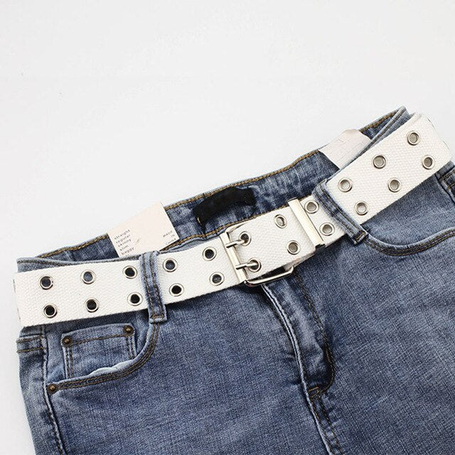 Adjustable All-Match punk belt Unisex Korean Style Canvas Belts for women men Vintage aesthetic long waistband students belt