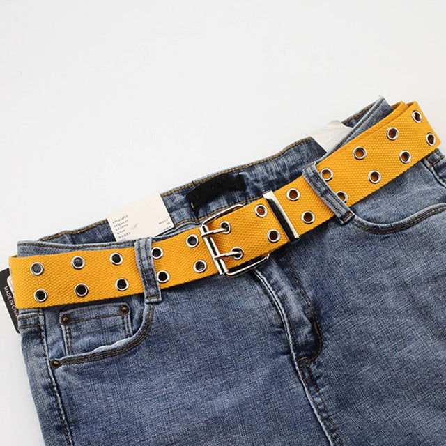 Adjustable All-Match punk belt Unisex Korean Style Canvas Belts for women men Vintage aesthetic long waistband students belt