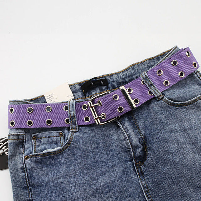 Adjustable All-Match punk belt Unisex Korean Style Canvas Belts for women men Vintage aesthetic long waistband students belt