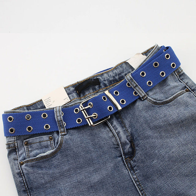 Adjustable All-Match punk belt Unisex Korean Style Canvas Belts for women men Vintage aesthetic long waistband students belt