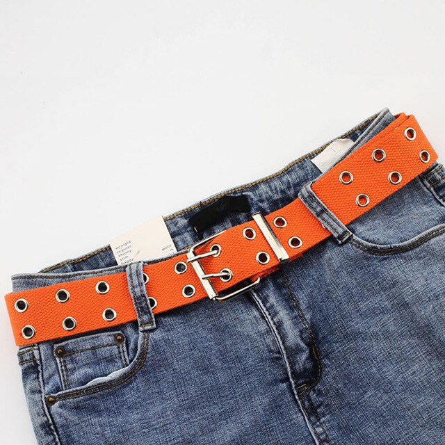 Adjustable All-Match punk belt Unisex Korean Style Canvas Belts for women men Vintage aesthetic long waistband students belt