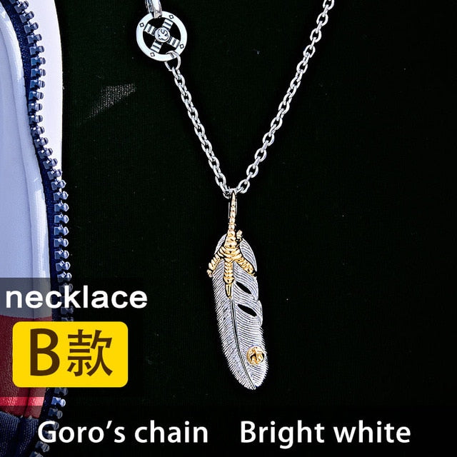 BEIER Fashion Stainless Steel Feather Pendant Necklace With Red/Black/Blue Stone Leaf Jewerly for man women gift BP8-112