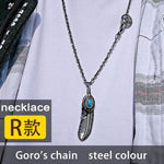 BEIER Fashion Stainless Steel Feather Pendant Necklace With Red/Black/Blue Stone Leaf Jewerly for man women gift BP8-112