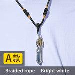 BEIER Fashion Stainless Steel Feather Pendant Necklace With Red/Black/Blue Stone Leaf Jewerly for man women gift BP8-112