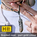 BEIER Fashion Stainless Steel Feather Pendant Necklace With Red/Black/Blue Stone Leaf Jewerly for man women gift BP8-112