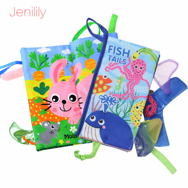 Baby Waterproof Animal Tail Cloth Books Newborn Soft Fabric Cloth Book Learning Educational Books For Kids Gift