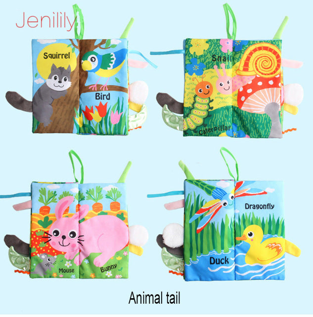 Baby Waterproof Animal Tail Cloth Books Newborn Soft Fabric Cloth Book Learning Educational Books For Kids Gift