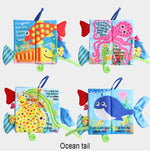 Baby Waterproof Animal Tail Cloth Books Newborn Soft Fabric Cloth Book Learning Educational Books For Kids Gift