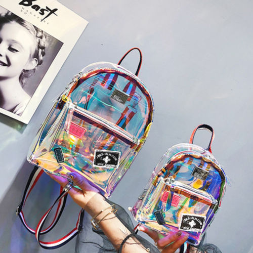 Women Laser Backpack School Bag for Teenager Girl Transparent Clear New Colorless Organization Girls Bags Ladies  Backpacks