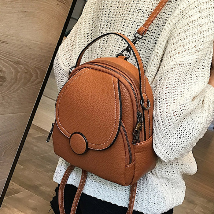 New Designer Fashion Women Leather Backpack Mini Soft Touch Multi-Function Small Backpack Female Ladies Shoulder Bag Girl Purse