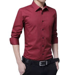 New Casual Long-sleeved Solid Men Shirts Slim Version Male Social Business Dress Shirt Brand Men's Clothing With Button Shirts