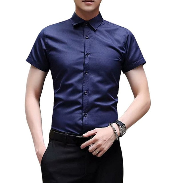 New Casual Long-sleeved Solid Men Shirts Slim Version Male Social Business Dress Shirt Brand Men's Clothing With Button Shirts