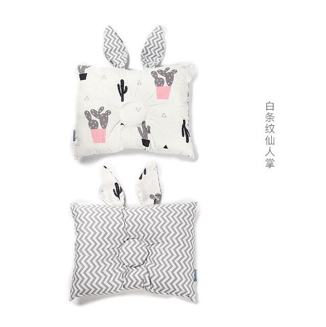 Newborn Baby Rabbit Fashion New Breathable Cute Pillows Prevent Anti Roll Flat Head Baby Pillows