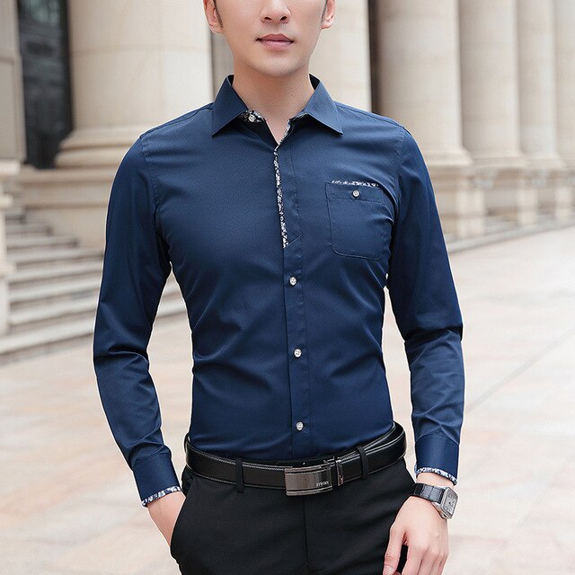 BROWON Plus Size 5XL Men Fashion Casual Long Sleeved Shirt Slim Fit Male Business Dress Shirt Brand Men Clothing Soft