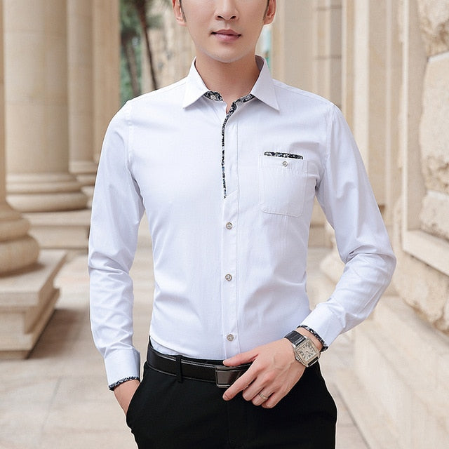 BROWON Plus Size 5XL Men Fashion Casual Long Sleeved Shirt Slim Fit Male Business Dress Shirt Brand Men Clothing Soft