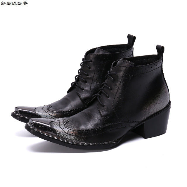 italian military dress boots steel pointed toe high heels western styles brown double buckle strap cowboy boots shoes man