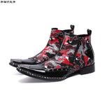 italian military dress boots steel pointed toe high heels western styles brown double buckle strap cowboy boots shoes man