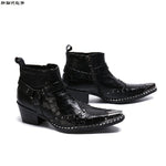 italian military dress boots steel pointed toe high heels western styles brown double buckle strap cowboy boots shoes man