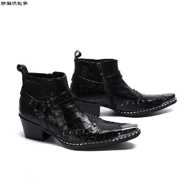 italian military dress boots steel pointed toe high heels western styles brown double buckle strap cowboy boots shoes man