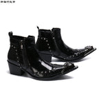 italian military dress boots steel pointed toe high heels western styles brown double buckle strap cowboy boots shoes man