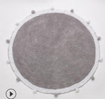 High Quality 120 cm Nordic Kids Play Mats Cotton Mat With pompoms Play Game Rugs Floor Carpet For Kids Boy Nursery Room Decor