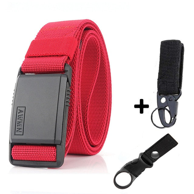 2020 Fashion Nylon Belt Metal Magnetic Buckle Adjustable Belts For Men Military Combat Elastic Belts High Quality Wear-resistant