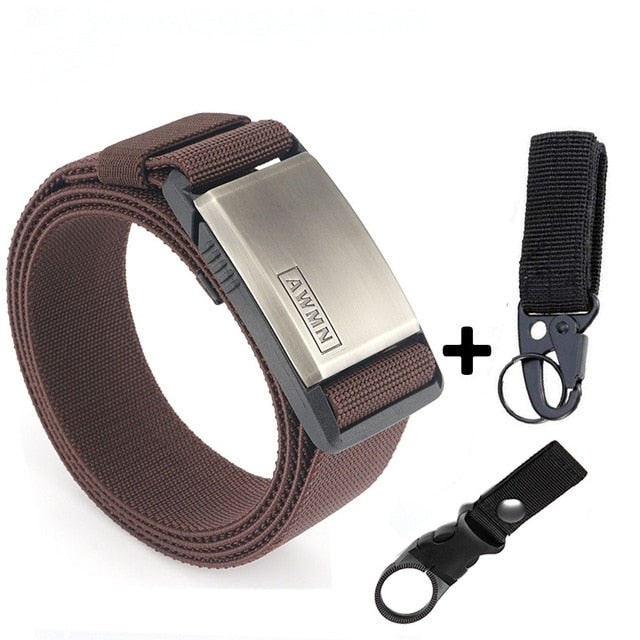 2020 Fashion Nylon Belt Metal Magnetic Buckle Adjustable Belts For Men Military Combat Elastic Belts High Quality Wear-resistant