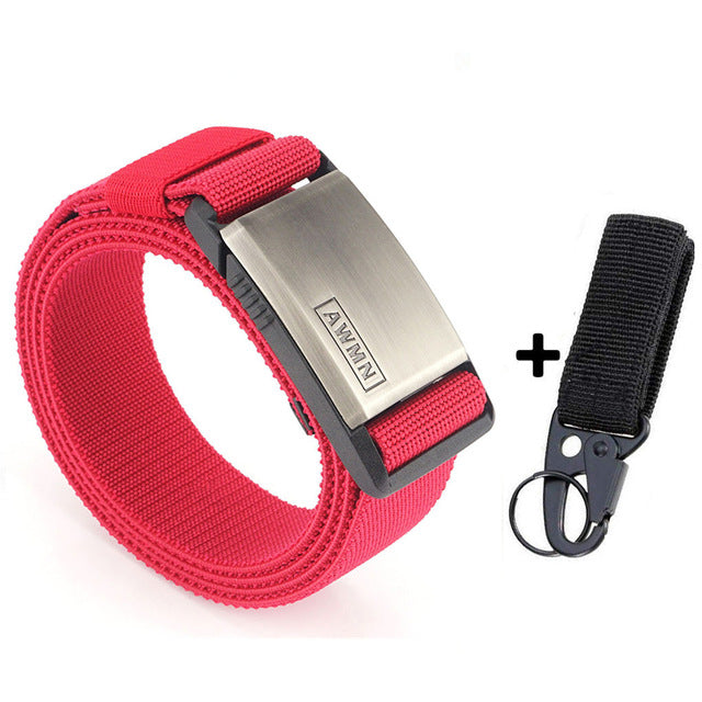 2020 Fashion Nylon Belt Metal Magnetic Buckle Adjustable Belts For Men Military Combat Elastic Belts High Quality Wear-resistant