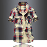 Mens Clothing 2020 Summer Casual Men's Shirts Short Sleeve Mens Designer Dress Red Plaid Shirt Top Male High Quality 100% Cotton