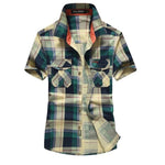 Mens Clothing 2020 Summer Casual Men's Shirts Short Sleeve Mens Designer Dress Red Plaid Shirt Top Male High Quality 100% Cotton